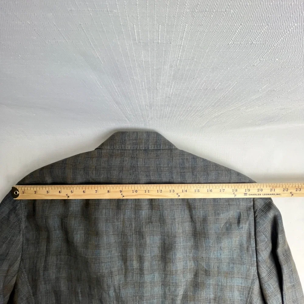 Flynt Sparrow‎ 44R Linen Blazer Gray Plaid Ticket Pocket Summer Sport Coat